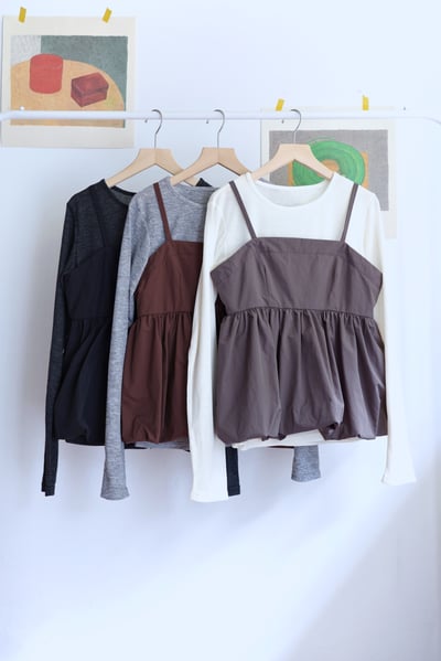 𓏭羅紋上衣Ｘ 吊帶氣球泡泡 兩件式上衣1