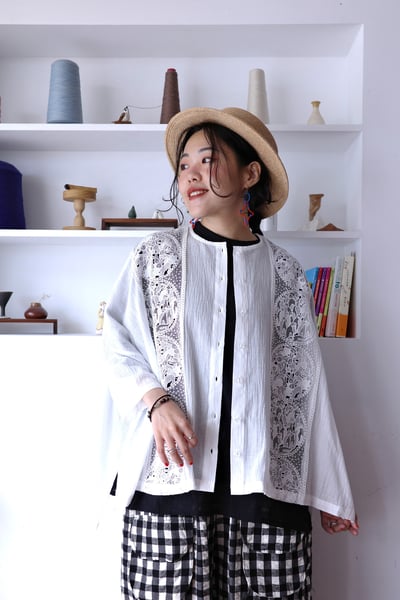 兔子企鵝精緻蕾絲刺繡罩衫上衣7