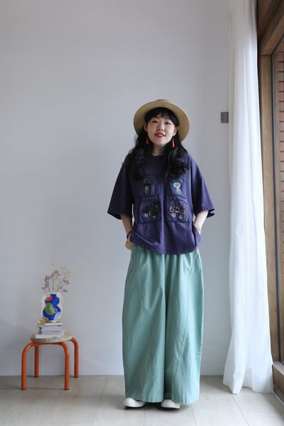 𓏭小蘑菇刺繡洗舊Ｔ18