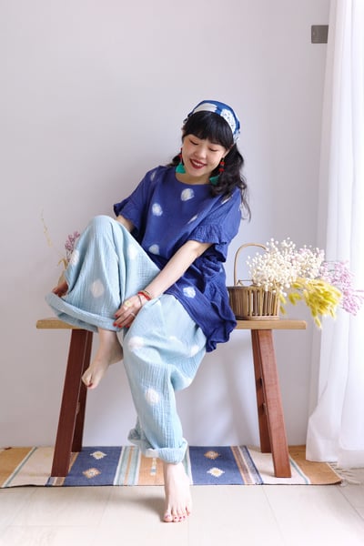 𓏭波點手染二重紗低檔褲4