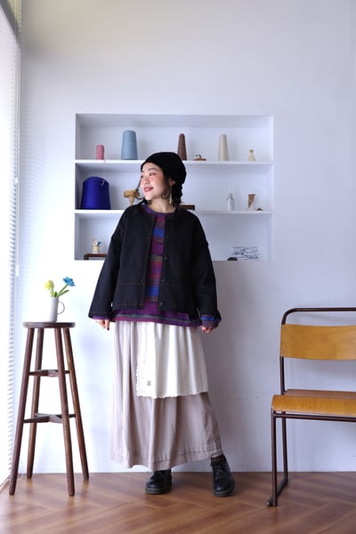 𓏭波浪花邊刺繡小布巾拼接半身裙4