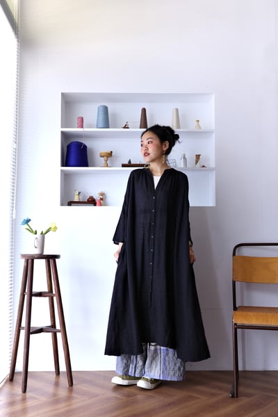 𓏭腰抽繩繫帶修身拼接開襟罩衫洋裝19