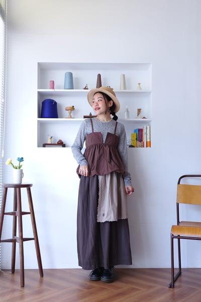 𓏭波浪花邊刺繡小布巾拼接半身裙6