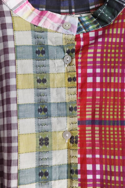 格紋拼布印花開襟洋裝20