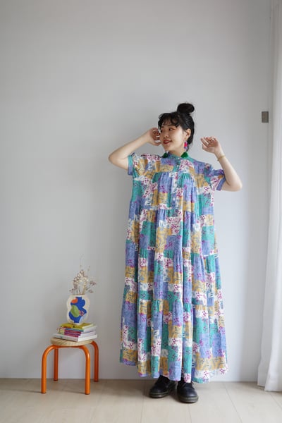 𓏭花柄拼布印花層次洋裝11
