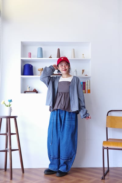 𓏭Ｖ領直紋丹寧短版外套9