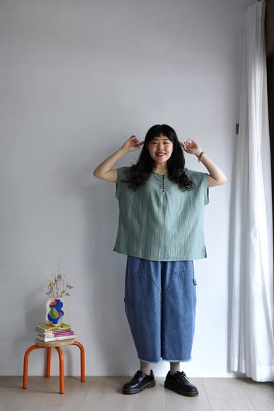 𓏭純色簡約開釦棉紗上衣19