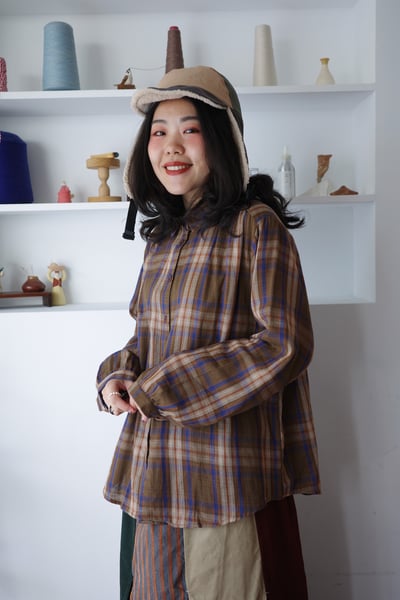 𓏭混色方格二重紗襯衫7