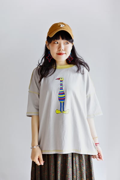 𓏭穿條紋的鳥車線T-shirt11