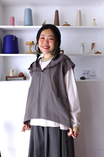 𓏭羅紋拼接小蘑菇別針上衣9