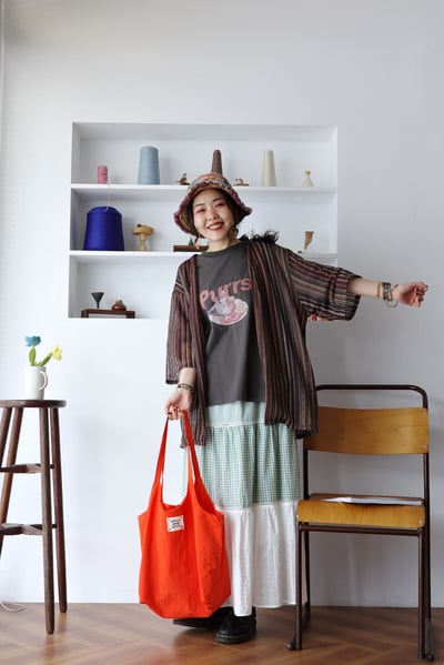 大小格紋蕾絲拼接層次半身裙7