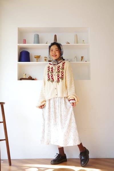 𓏭腰際打褶花草印花洋裝13