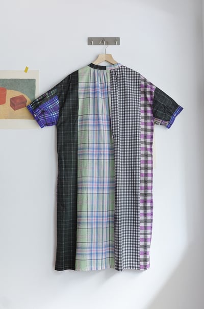 格紋拼布印花開襟洋裝22