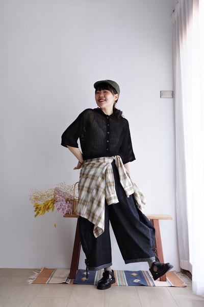 𓏭不對稱領洞洞開襟針織衫8
