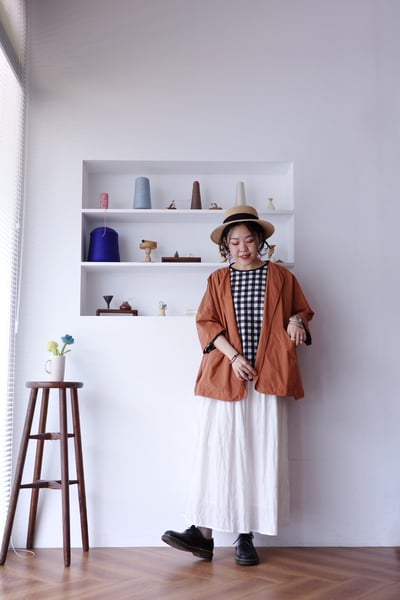 大口袋純色開襟罩衫5