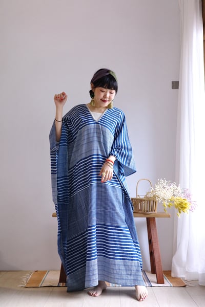 𓏭印度棉木蓋染領口刺繡長洋裝5