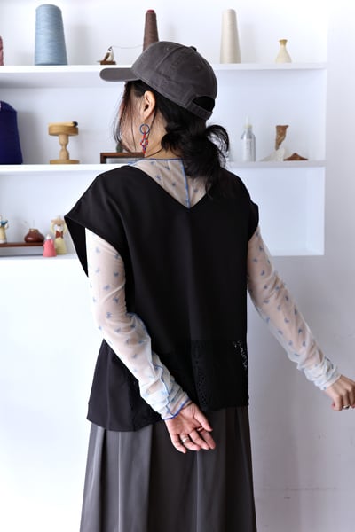 𓏭車線蝴蝶結透紗上衣12