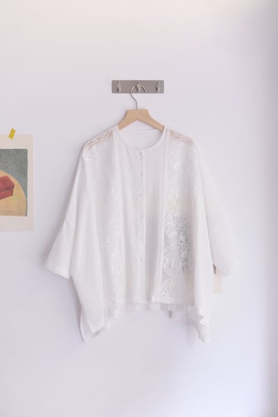 兔子企鵝精緻蕾絲刺繡罩衫上衣23