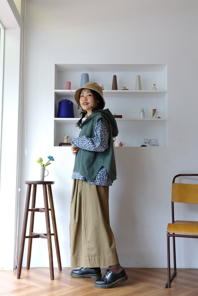 𓏭羅紋拼接小蘑菇別針上衣3