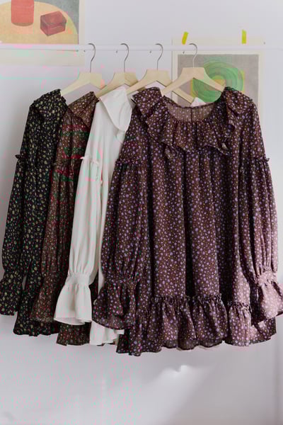 𓏭份量感荷葉層次上衣/小洋裝1