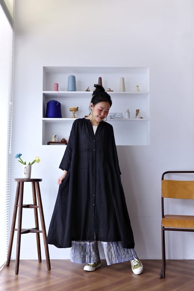 𓏭腰抽繩繫帶修身拼接開襟罩衫洋裝14