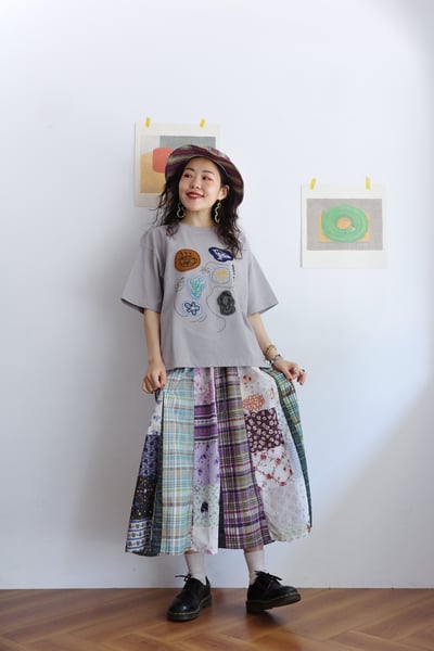 花花格紋拼布半身裙 11