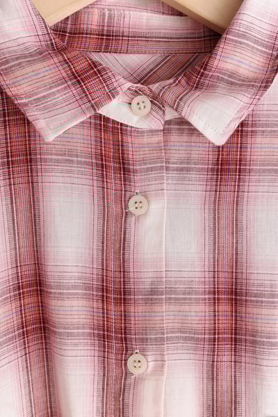 𓏭混織格紋下擺可調鬆身襯衫23