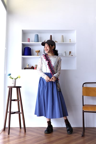 𓏭車線蝴蝶結透紗上衣2