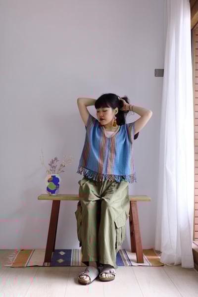 𓏭手織布流蘇Ｕ領四方衣10