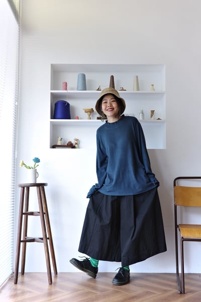 𓏭立體拼接剪裁壓摺寬褲3