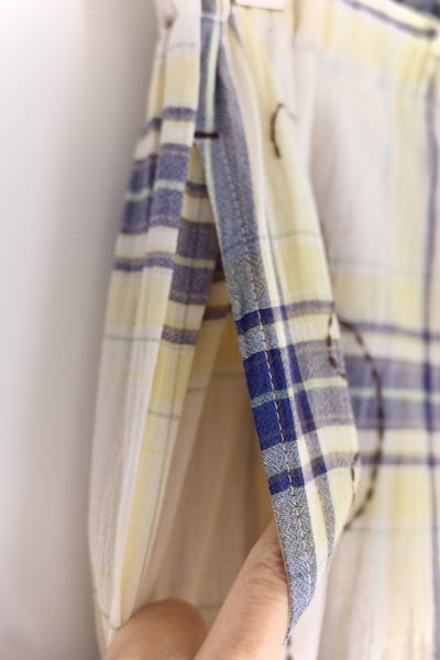 𓏭口袋虛線小麵包刺繡舒服格紋褲21