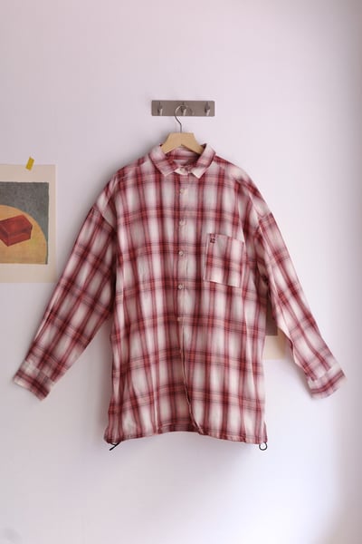 𓏭混織格紋下擺可調鬆身襯衫22