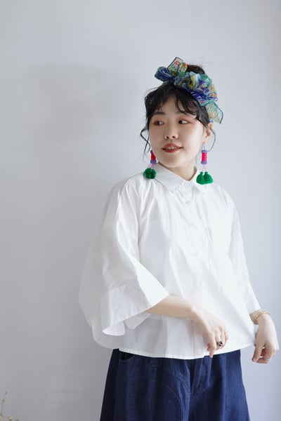 𓏭大口袋腰際澎澎抓褶短襯衫8