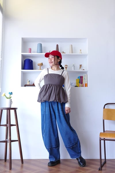 𓏭羅紋上衣Ｘ 吊帶氣球泡泡 兩件式上衣4