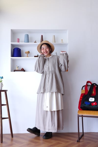 𓏭波浪花邊刺繡小布巾拼接半身裙9