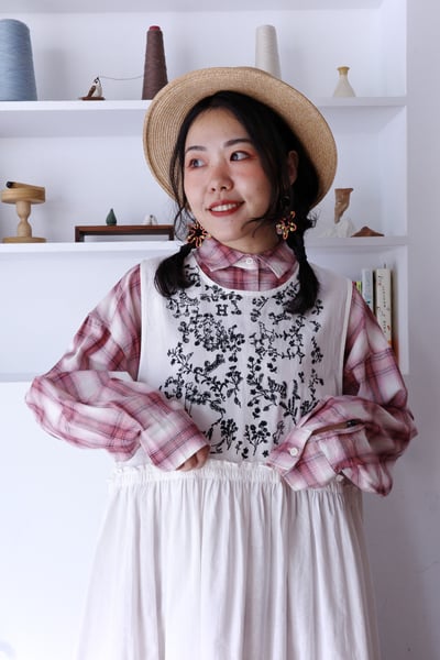 𓏭混織格紋下擺可調鬆身襯衫19