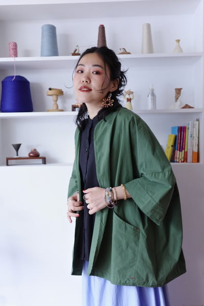 大口袋純色開襟罩衫15