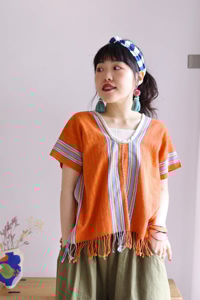 𓏭手織布流蘇Ｕ領四方衣15