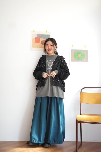 𓏭菱格花花刺繡布勞森襯衫外套3