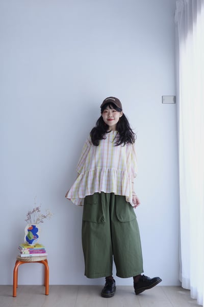 𓏭凹凸泡泡布粉嫩彩格圓領上衣18