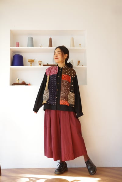 𓏭變形蟲圖騰花布拼接背心9