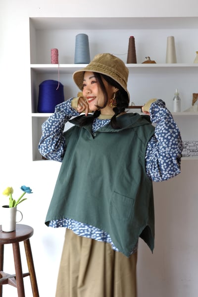 𓏭羅紋拼接小蘑菇別針上衣7