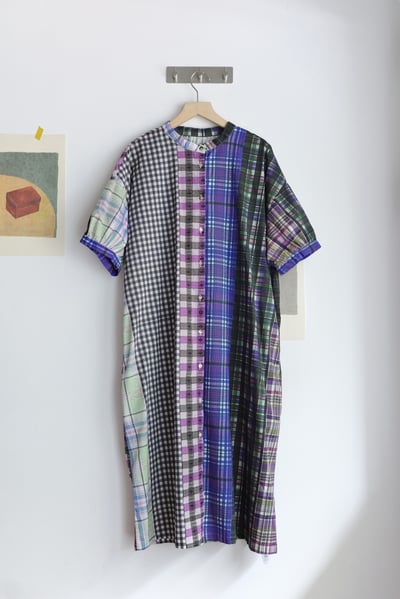 格紋拼布印花開襟洋裝18