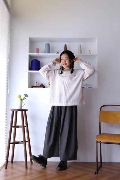 𓏭羅紋拼接小蘑菇別針上衣12