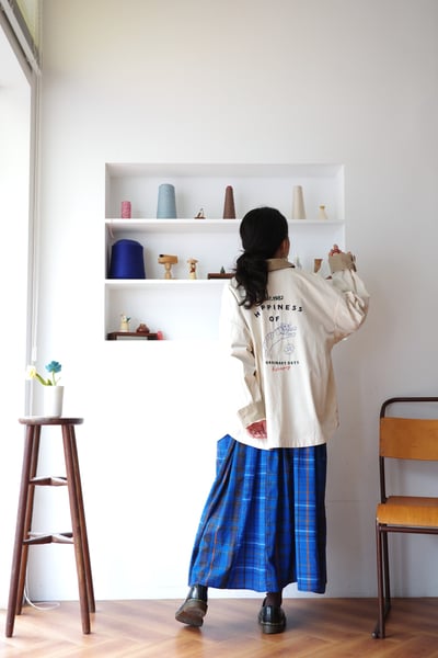 𓏭小鳥老虎刺繡反折拼接襯衫外套5