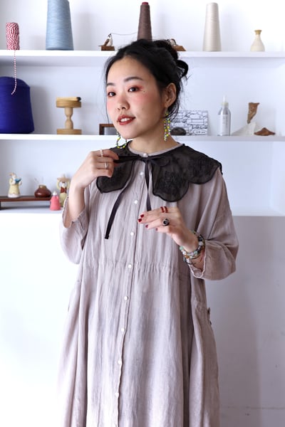 𓏭腰抽繩繫帶修身拼接開襟罩衫洋裝10