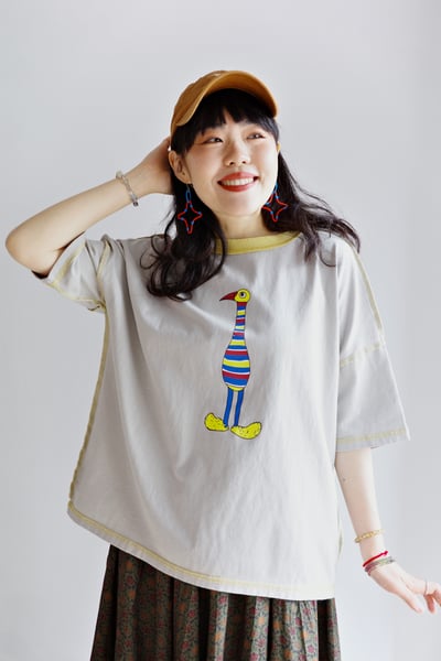 𓏭穿條紋的鳥車線T-shirt5