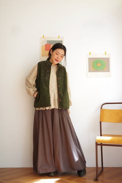 𓏭細摺落地褲管可調大寬褲15