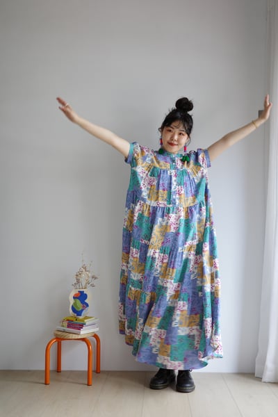 𓏭花柄拼布印花層次洋裝12