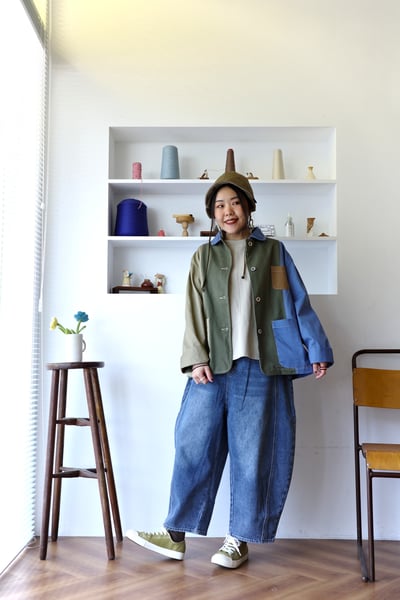 𓏭立體版型刷色雙扣丹寧褲4